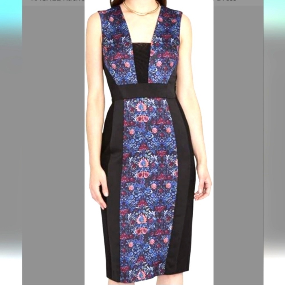 RACHEL Rachel Roy Black and Red Floral Midi Dress